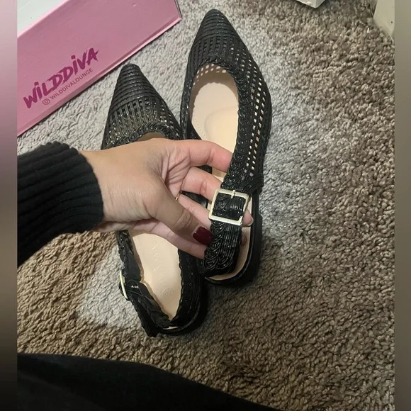 Wild Diva Black Woven Heels - Picture 5 of 6